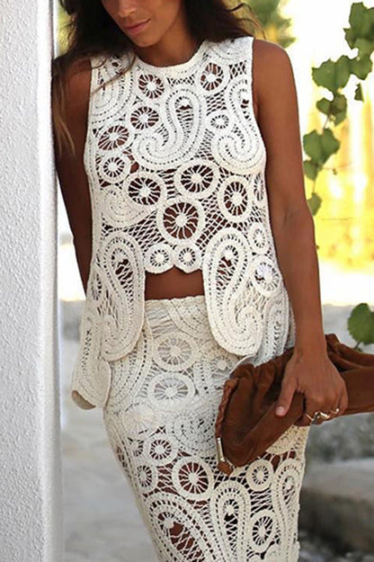 Conjunto Top Laura – Crochê de Renda com Barra Irregular e Modelagem Solta - Priya