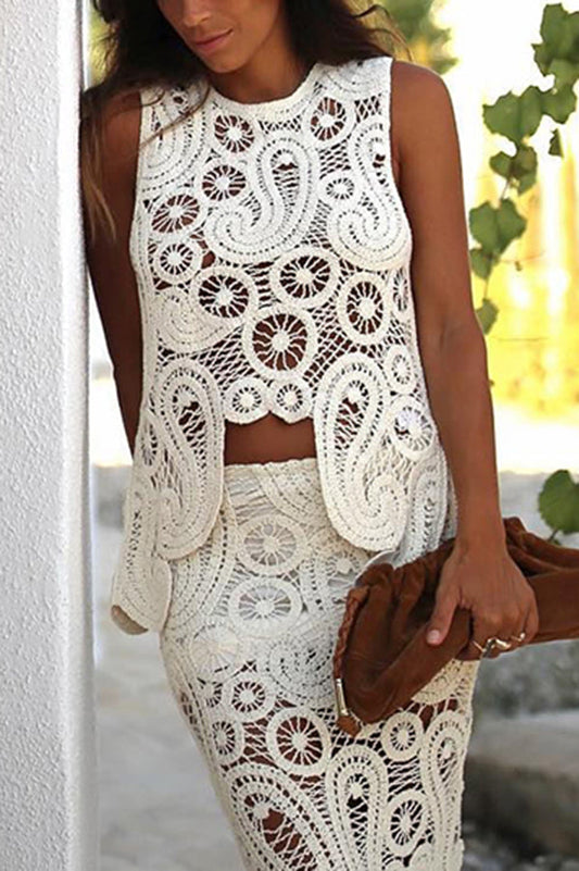 Conjunto Top Laura – Crochê de Renda com Barra Irregular e Modelagem Solta - Priya