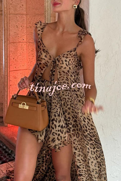 Conjunto Immerse – Blusa Midi Animal Print com Fenda e Shorts com Cintura Elástica - Priya