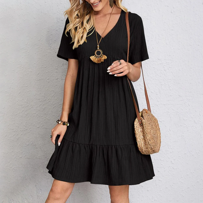 Vestido de Manga Curta Plissado Glow - Priya
