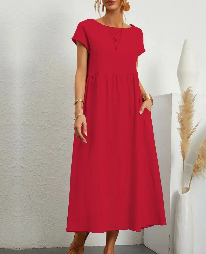 Vestido de Manga Curta com Decote em O Spark - Priya