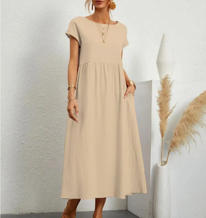 Vestido de Manga Curta com Decote em O Spark - Priya