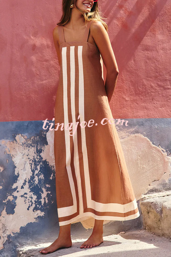 Vestido Clara – Maxi Estilo Resort com Alças e Estampa Listrada - Priya