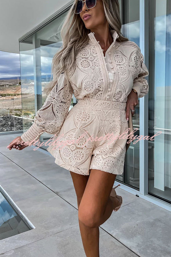 Conjunto Radiant Blessings – Blusa e Shorts de Renda de Crochê - Priya