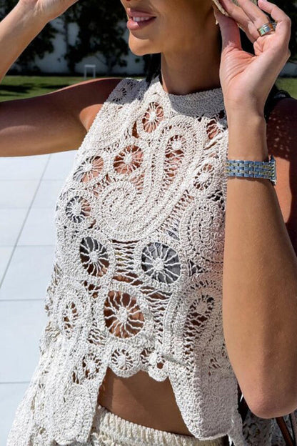 Conjunto Top Laura – Crochê de Renda com Barra Irregular e Modelagem Solta - Priya