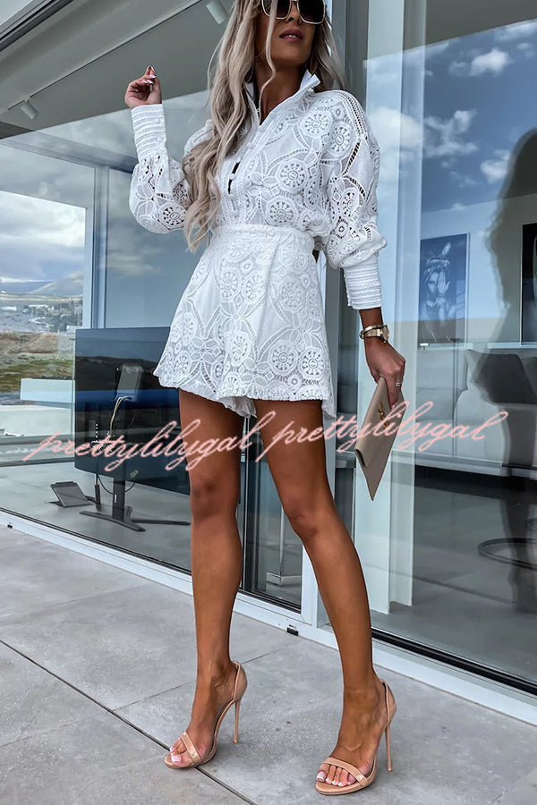 Conjunto Radiant Blessings – Blusa e Shorts de Renda de Crochê - Priya