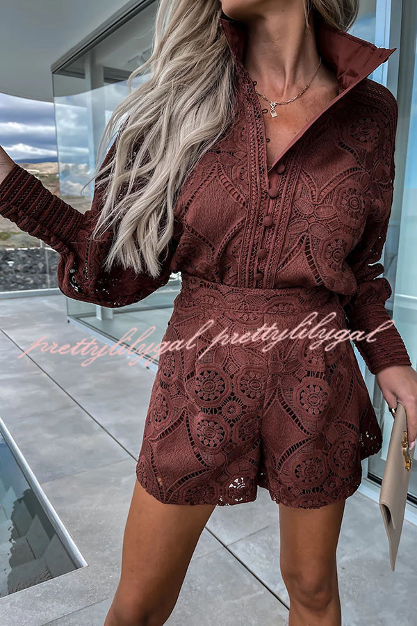 Conjunto Radiant Blessings – Blusa e Shorts de Renda de Crochê - Priya