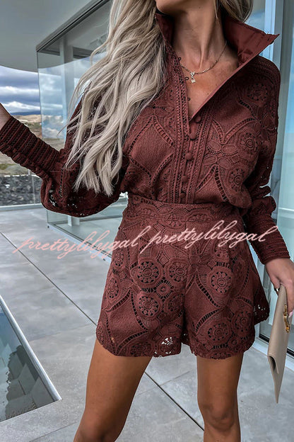 Conjunto Radiant Blessings – Blusa e Shorts de Renda de Crochê - Priya