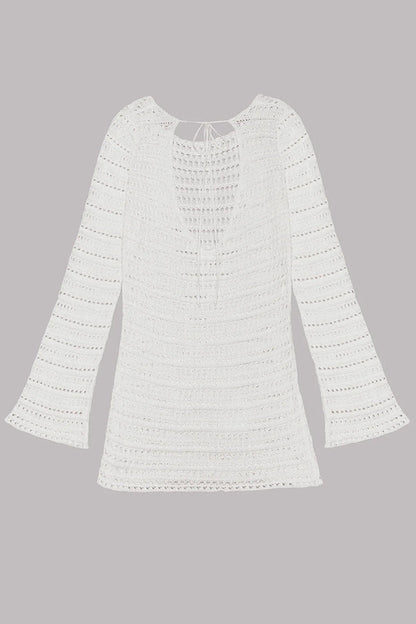 Vestido Beatriz – Mini de Tricot com Costas Abertas e Mangas Flare - Priya