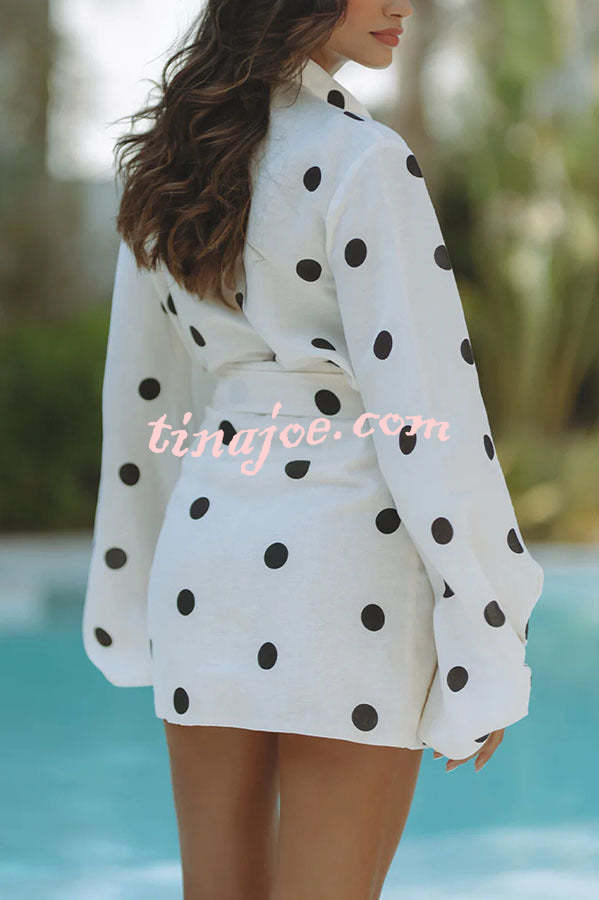 Conjunto Beatriz – Blusa de Manga Balão com Poá e Saia Mini Envelope com Amarração - Priya