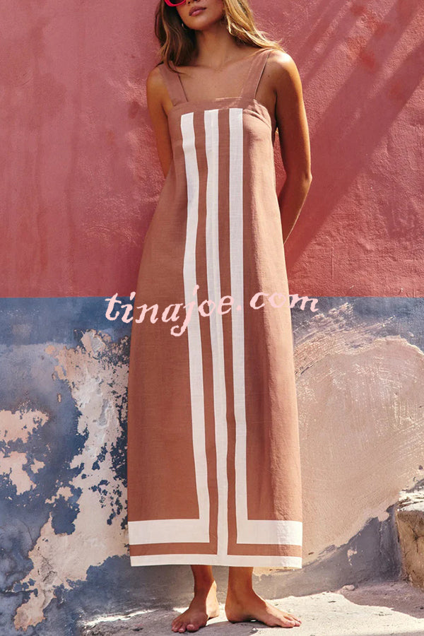 Vestido Clara – Maxi Estilo Resort com Alças e Estampa Listrada - Priya