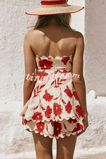 Conjunto Rosella – Top Tomara que Caia Floral com Shorts de Linho Cintura Elástica - Priya