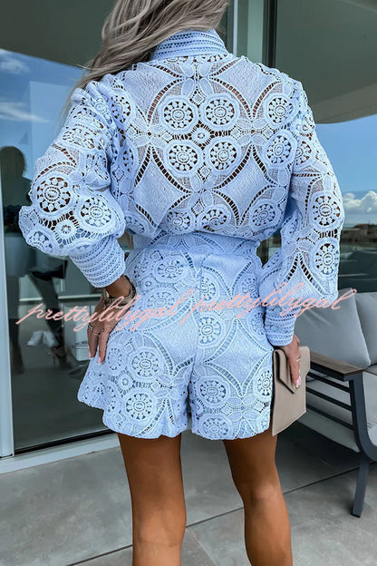 Conjunto Radiant Blessings – Blusa e Shorts de Renda de Crochê - Priya
