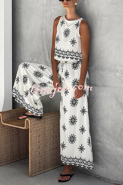 Conjunto Beatriz – Top com Estampa e Calça de Perna Larga - Priya