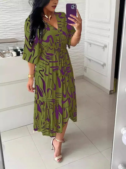 Vestido com estampado decote em V Original Priya - Priya