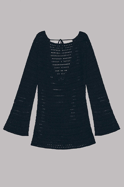 Vestido Beatriz – Mini de Tricot com Costas Abertas e Mangas Flare - Priya