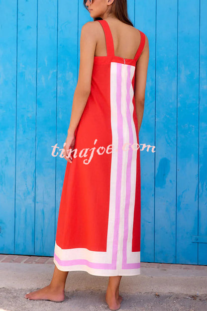 Vestido Clara – Maxi Estilo Resort com Alças e Estampa Listrada - Priya