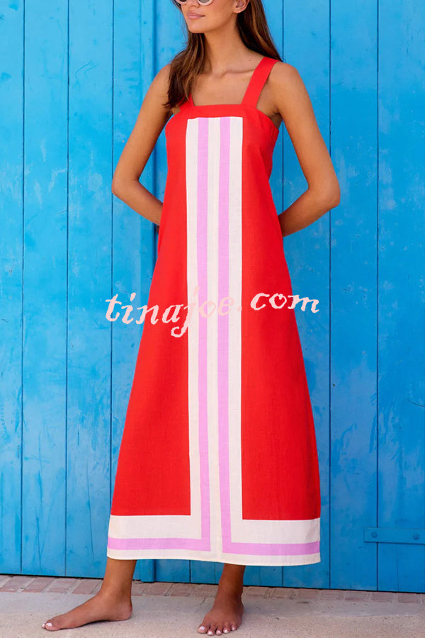 Vestido Clara – Maxi Estilo Resort com Alças e Estampa Listrada - Priya