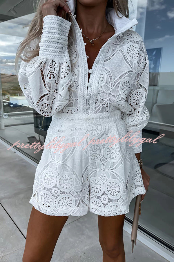 Conjunto Radiant Blessings – Blusa e Shorts de Renda de Crochê - Priya