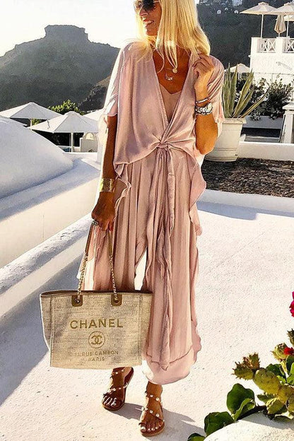 Vestido longo tipo quimono com cinto Island Girl - Priya