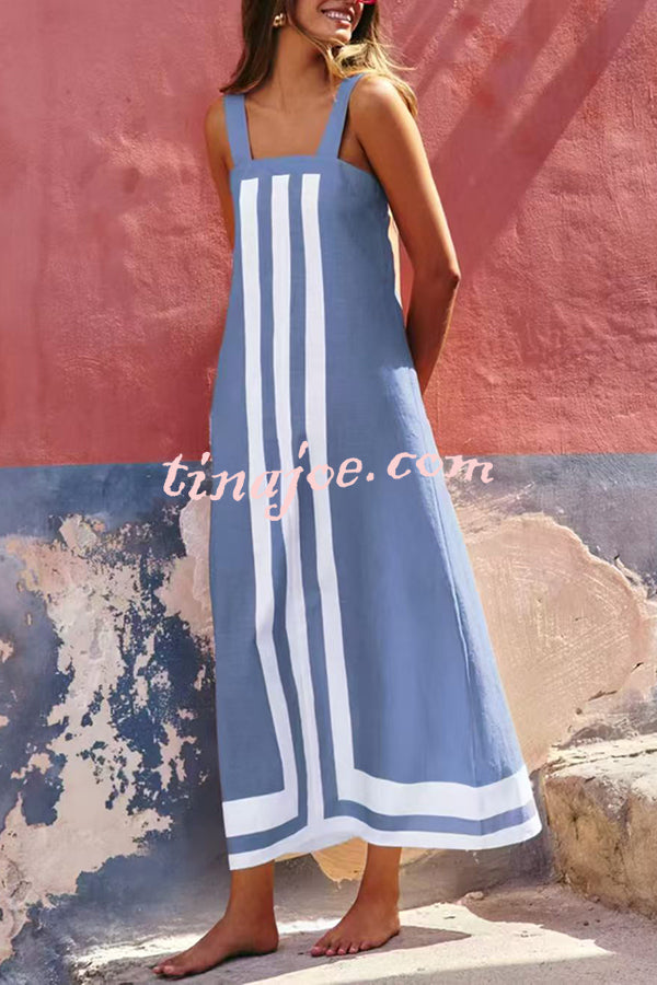 Vestido Clara – Maxi Estilo Resort com Alças e Estampa Listrada - Priya