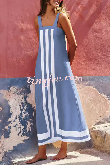 Vestido Clara – Maxi Estilo Resort com Alças e Estampa Listrada - Priya