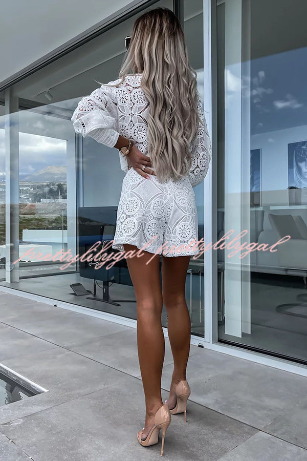 Conjunto Radiant Blessings – Blusa e Shorts de Renda de Crochê - Priya