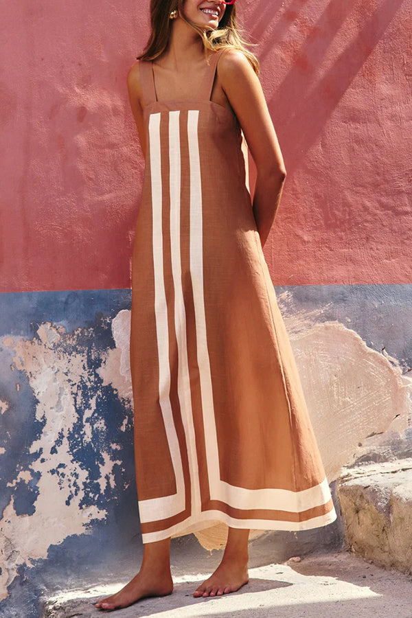 Vestido Clara – Maxi Estilo Resort com Alças e Estampa Listrada - Priya