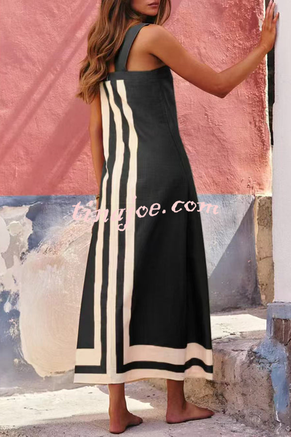Vestido Clara – Maxi Estilo Resort com Alças e Estampa Listrada - Priya