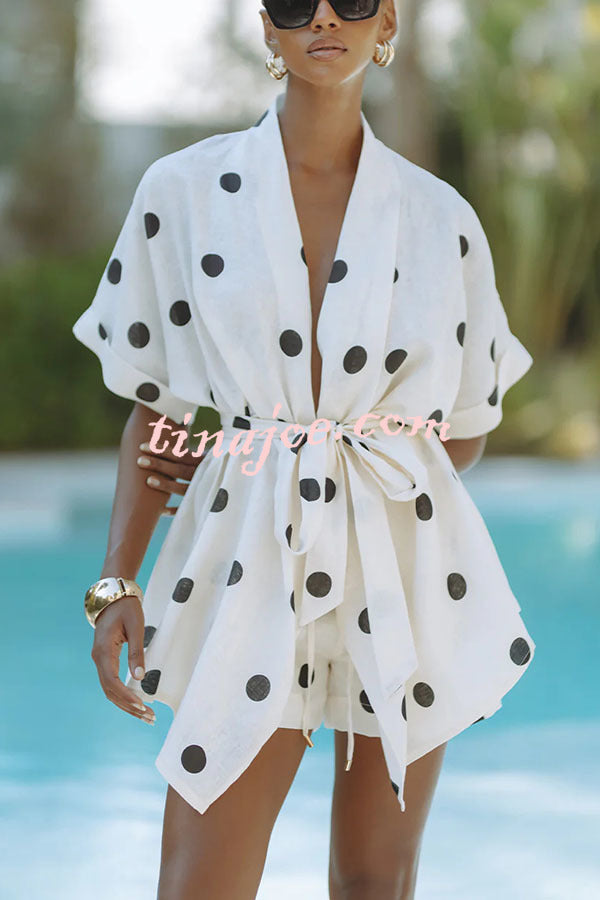 Conjunto Lara – Top Kimono com Poá e Shorts com Cintura Elástica e Bolso - Priya