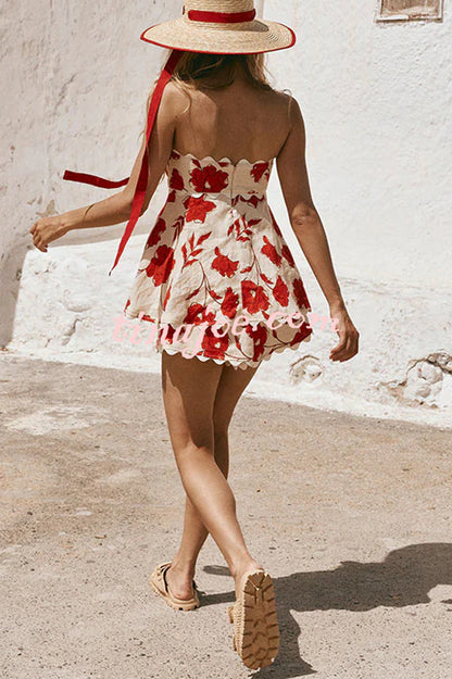 Conjunto Rosella – Top Tomara que Caia Floral com Shorts de Linho Cintura Elástica - Priya