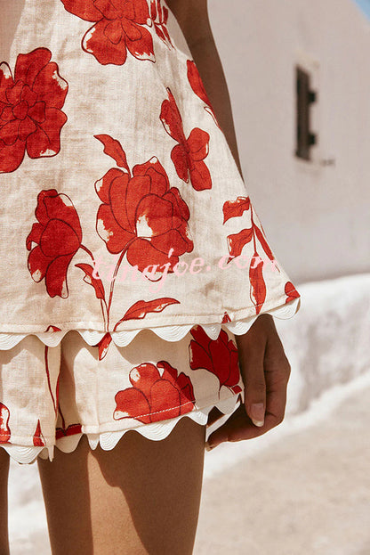Conjunto Rosella – Top Tomara que Caia Floral com Shorts de Linho Cintura Elástica - Priya