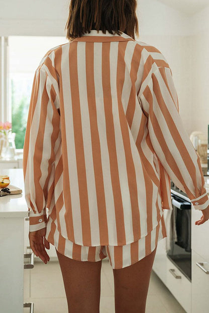 Conjunto Justine – Camisa Listrada Solta + Top e Short com Cós Elástico - Priya