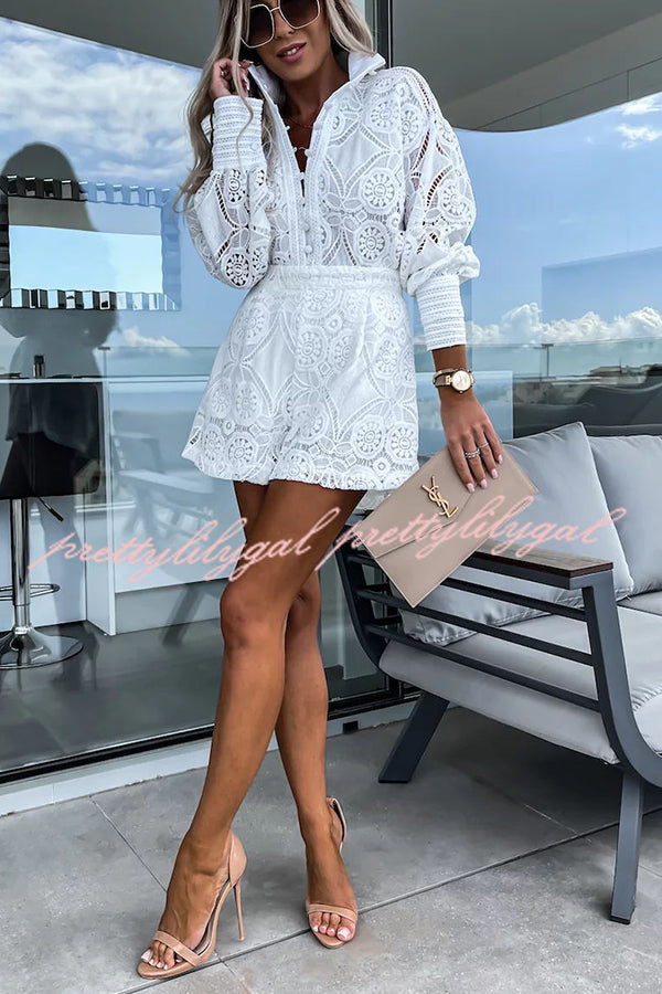 Conjunto Radiant Blessings – Blusa e Shorts de Renda de Crochê - Priya