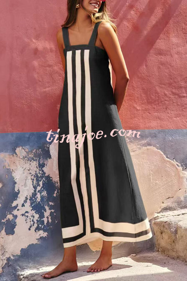 Vestido Clara – Maxi Estilo Resort com Alças e Estampa Listrada - Priya