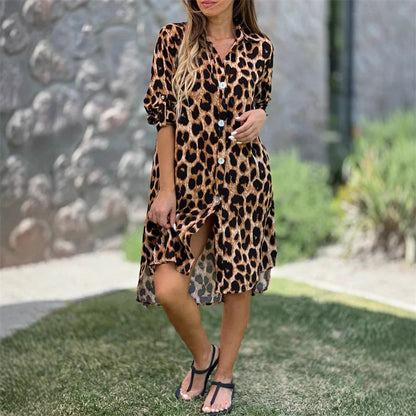 Saphirblaues Leopard-Hemdkleid